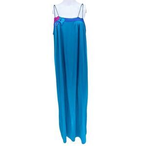 Vintage 80's Maxi Slip Nightgown Blue M